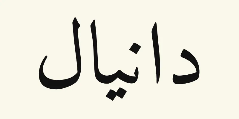 The name Daniel in Arabic, دانيال, in black Naskh lettering from the Amiri font on a cream background